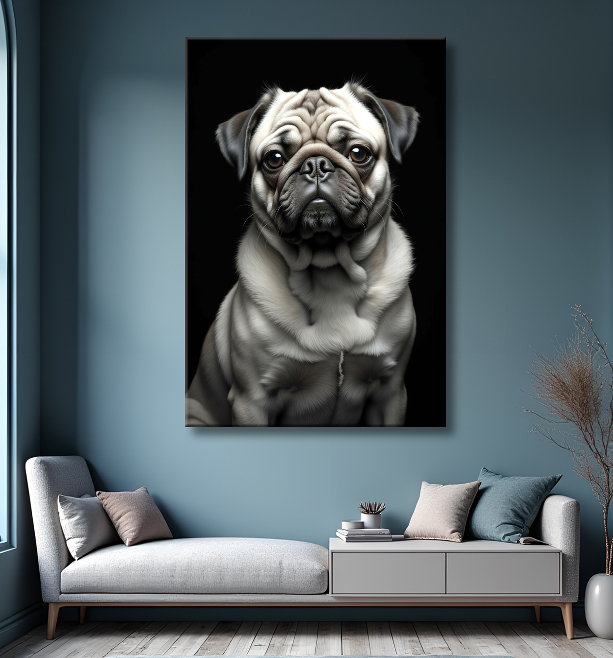 Tableau carlin - Portrait photographique noir et blanc avec decor