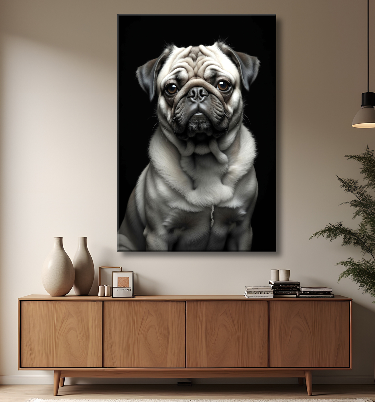Tableau carlin - Portrait photographique noir et blanc avec decor