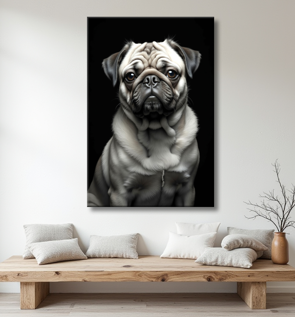 Tableau carlin - Portrait photographique noir et blanc avec decor