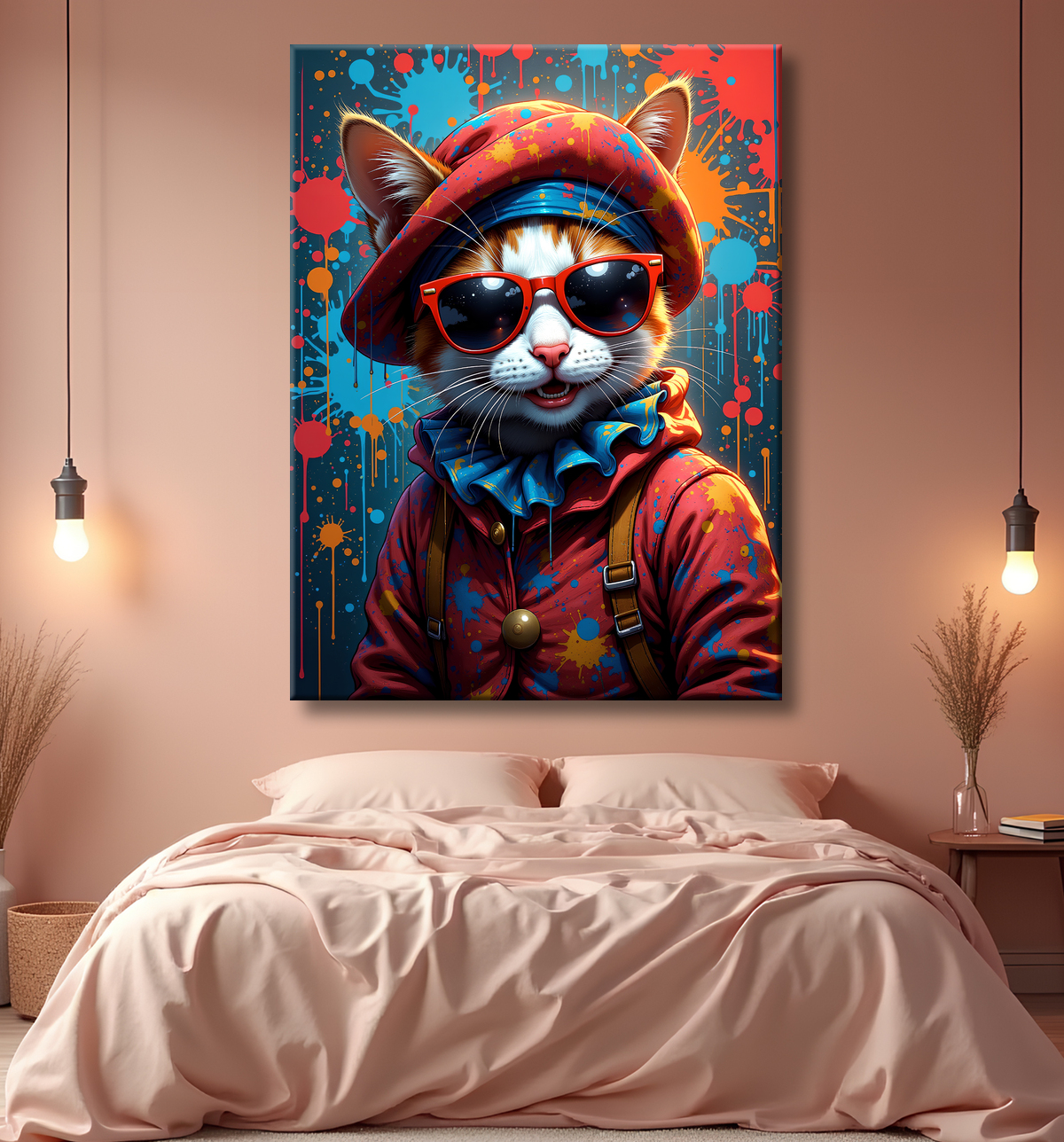 Tableau chat graffiti - Art mural urbain pop et artistique avec decor