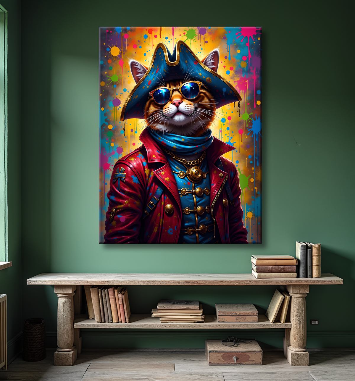 Tableau chat graffiti - Art mural urbain pop et artistique avec decor