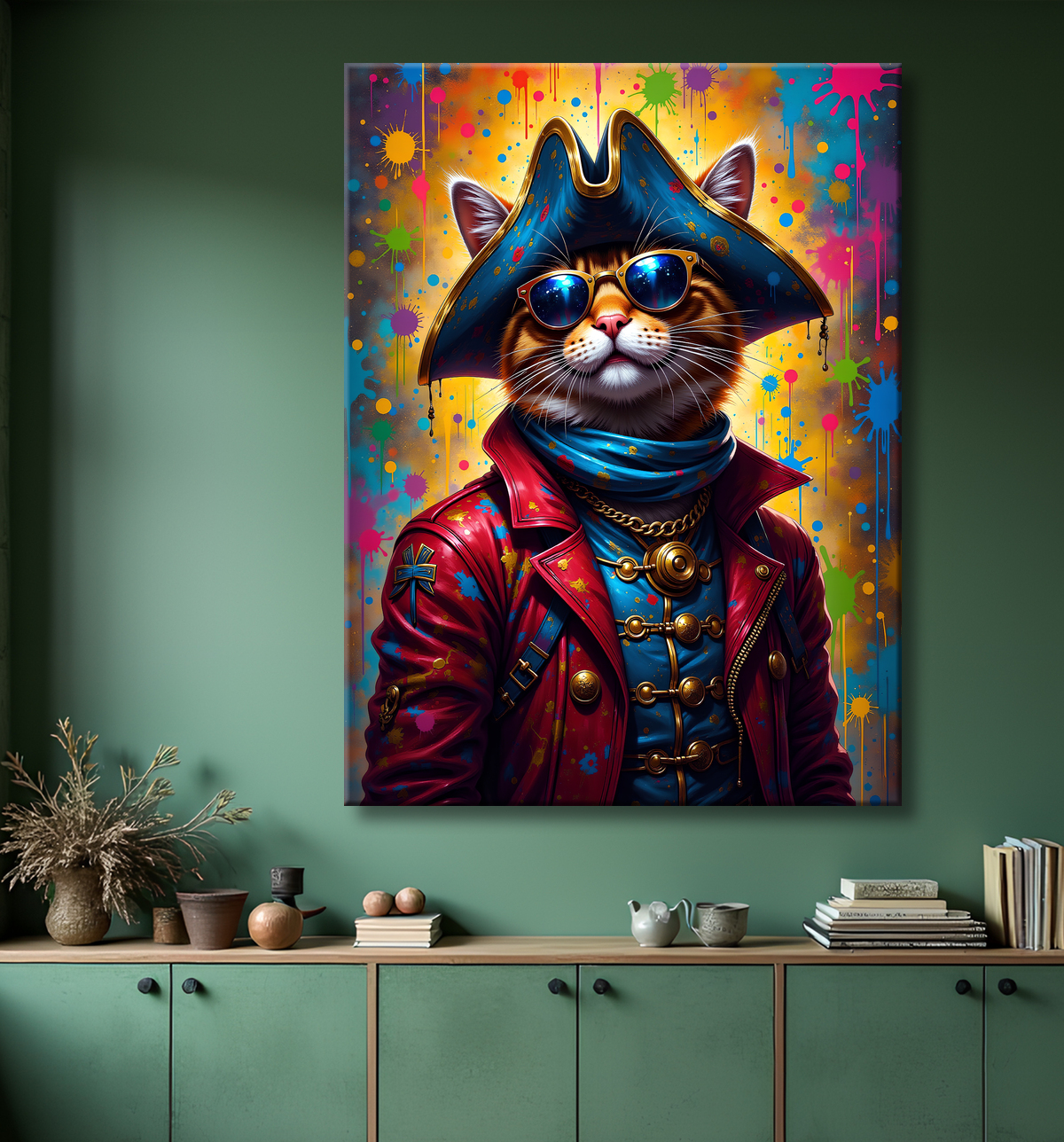 Tableau chat graffiti - Art mural urbain pop et artistique avec decor