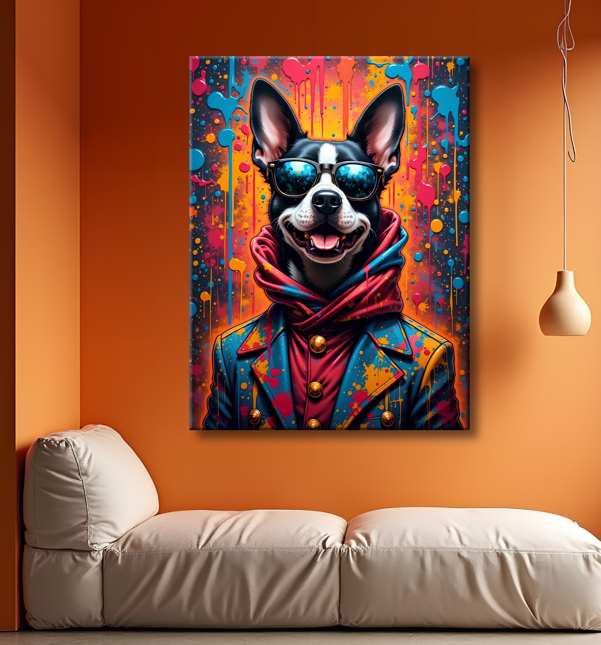 Tableau chien graffiti - Art mural urbain coloré et fun avec decor