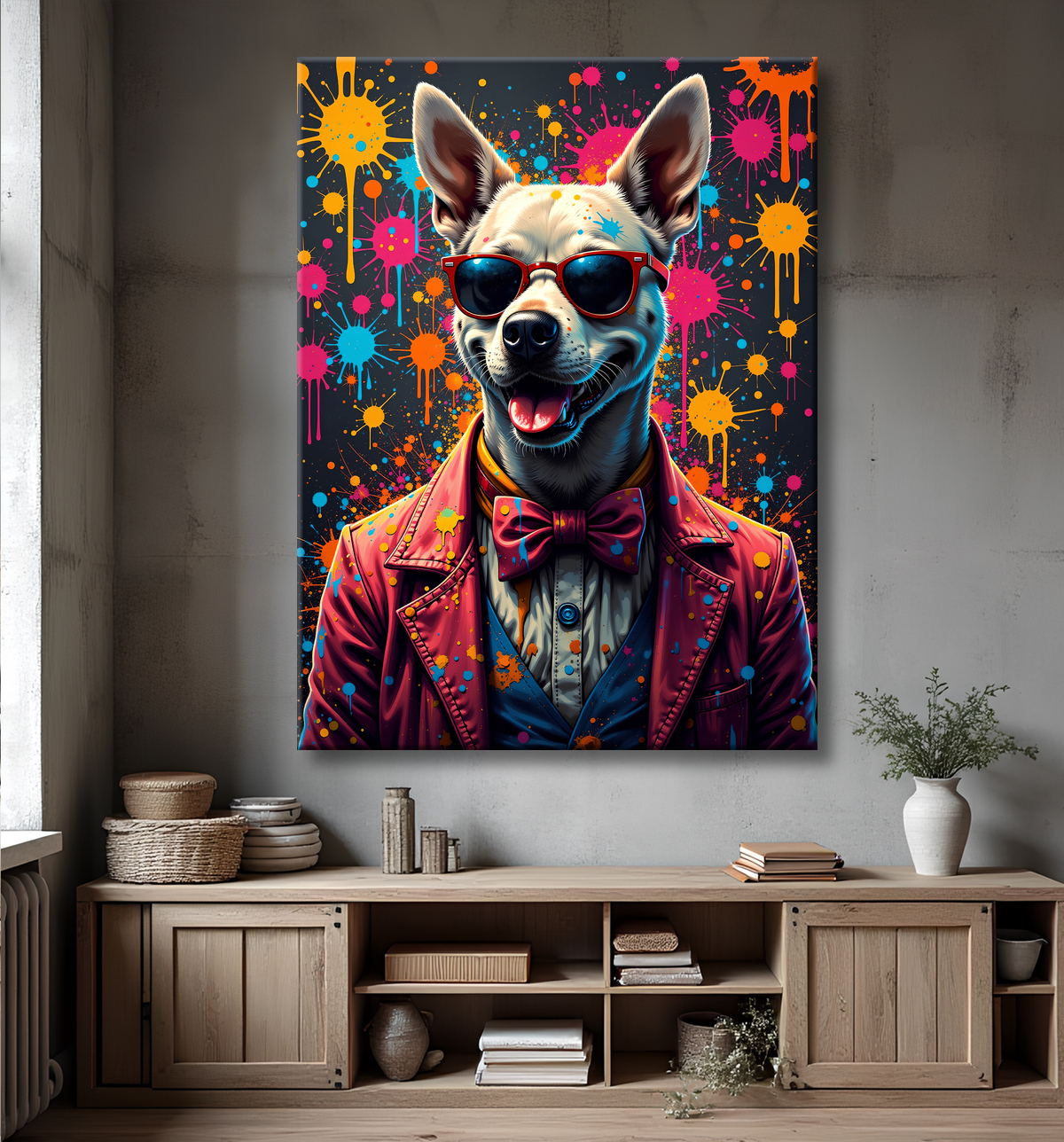 Tableau chien graffiti - Art mural urbain coloré et fun avec decor