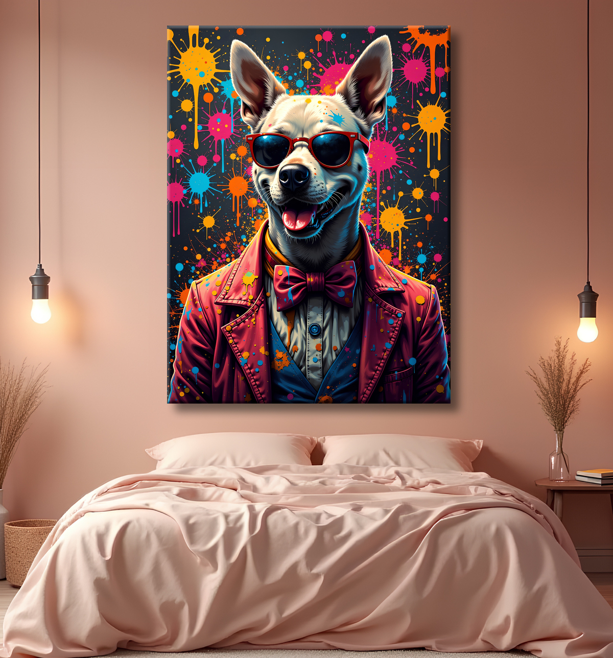 Tableau chien graffiti - Art mural urbain coloré et fun avec decor