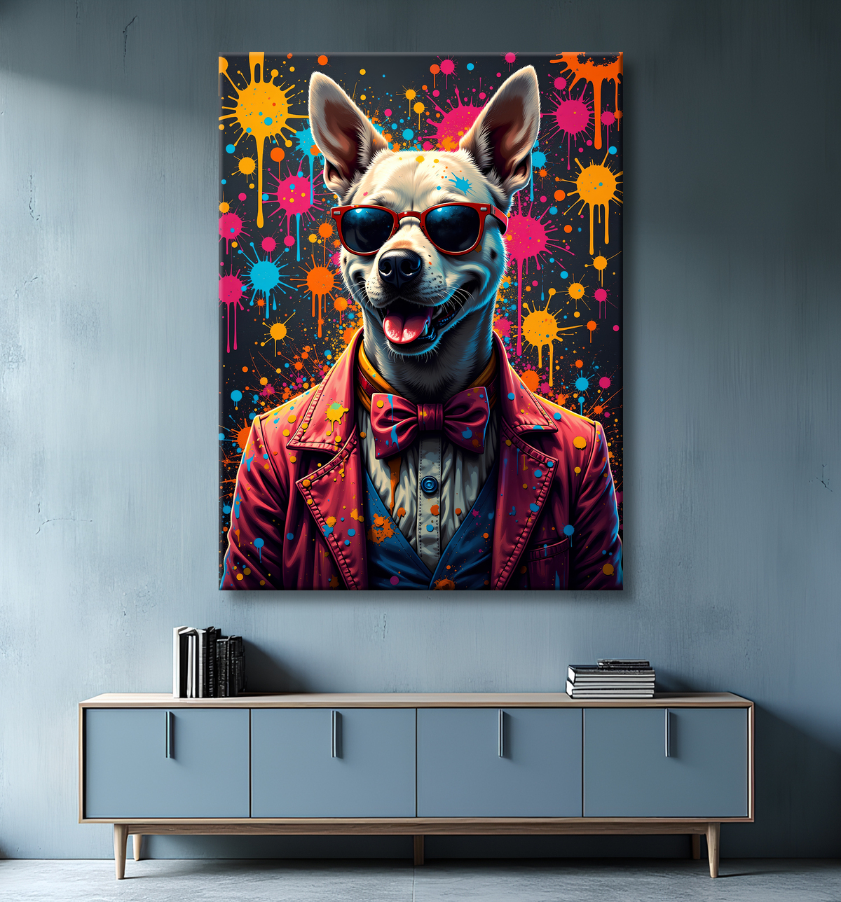 Tableau chien graffiti - Art mural urbain coloré et fun avec decor