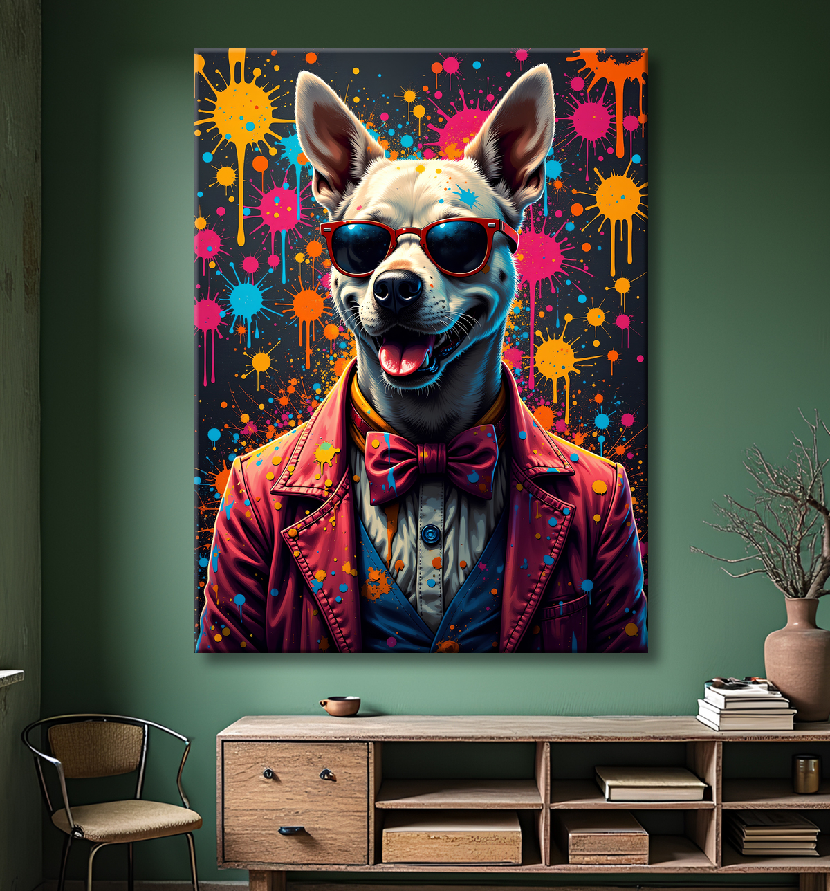 Tableau chien graffiti - Art mural urbain coloré et fun avec decor