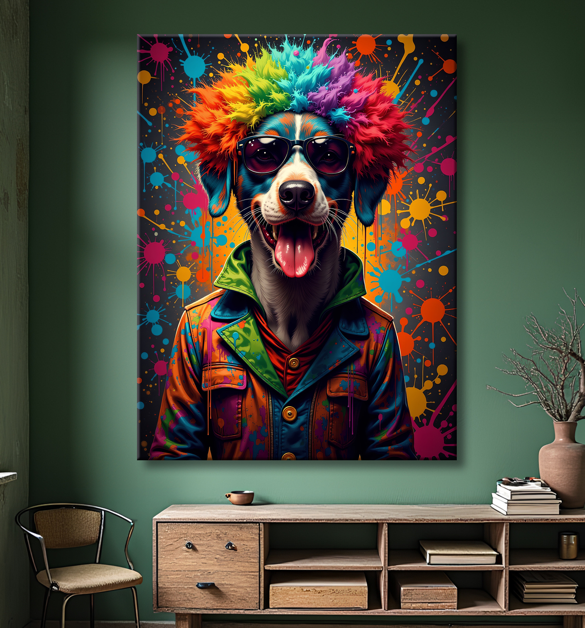 Tableau chien graffiti - Art mural urbain coloré et fun avec decor