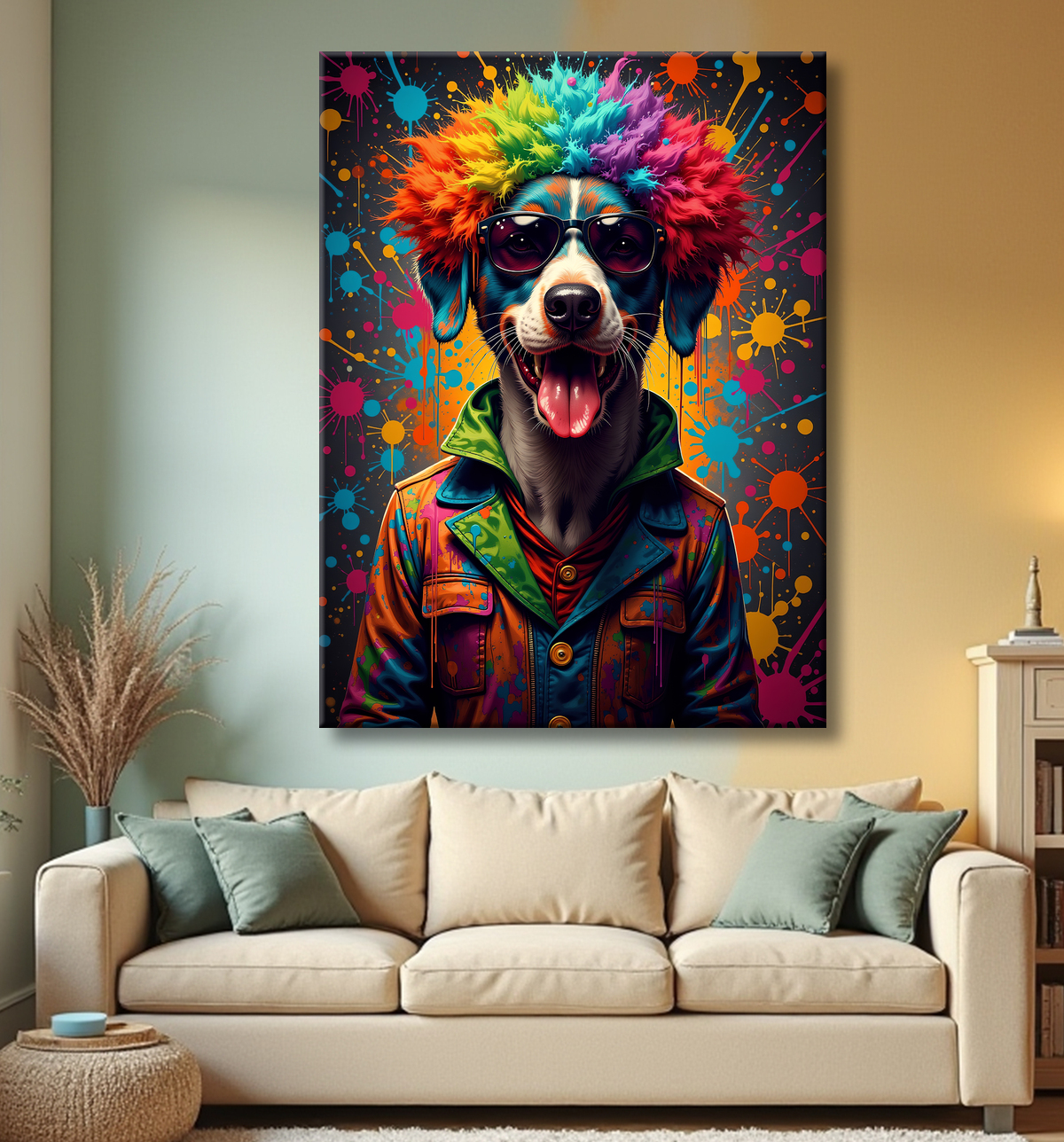 Tableau chien graffiti - Art mural urbain coloré et fun avec decor