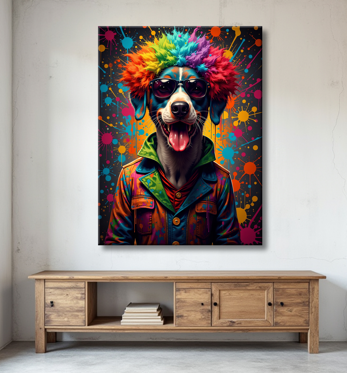 Tableau chien graffiti - Art mural urbain coloré et fun avec decor