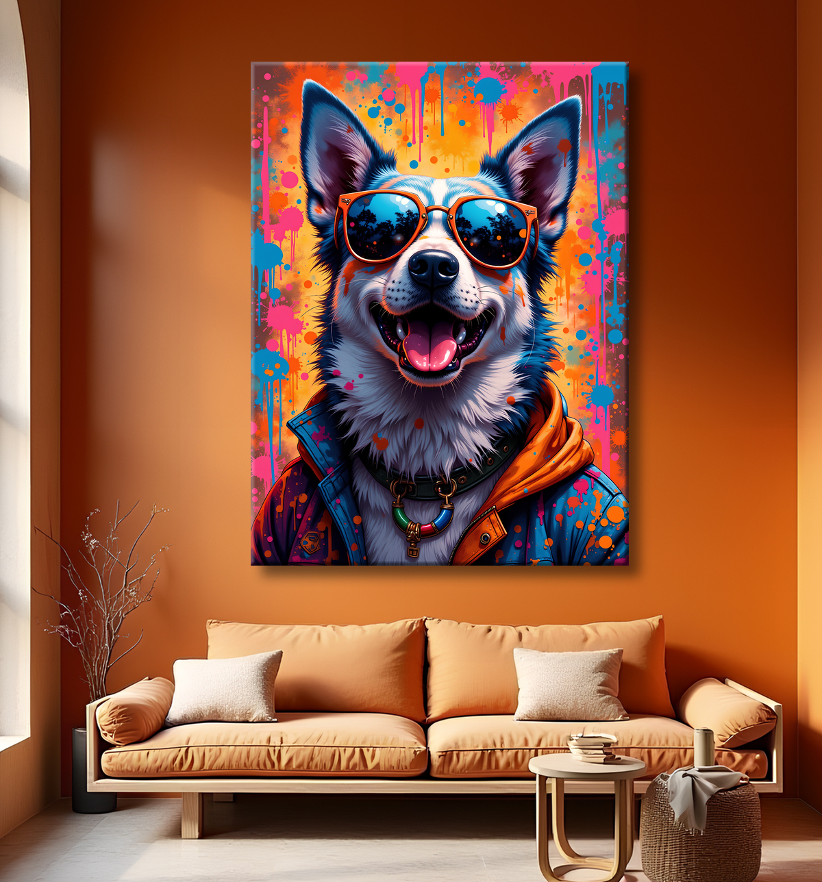 Tableau chien graffiti - Art mural urbain coloré et fun avec decor