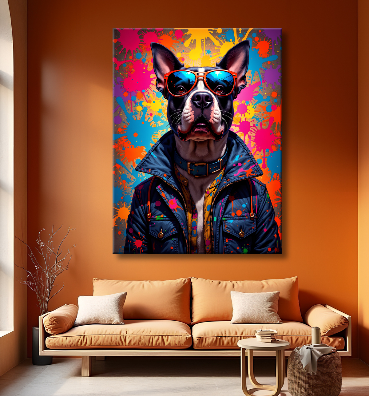 Tableau chien graffiti - Art mural urbain coloré et fun avec decor