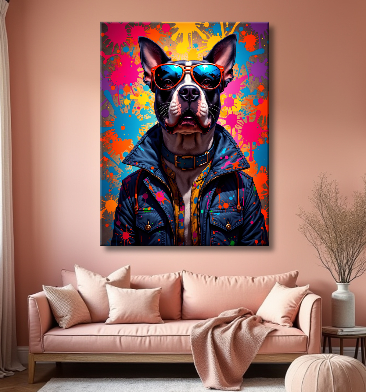 Tableau chien graffiti - Art mural urbain coloré et fun avec decor