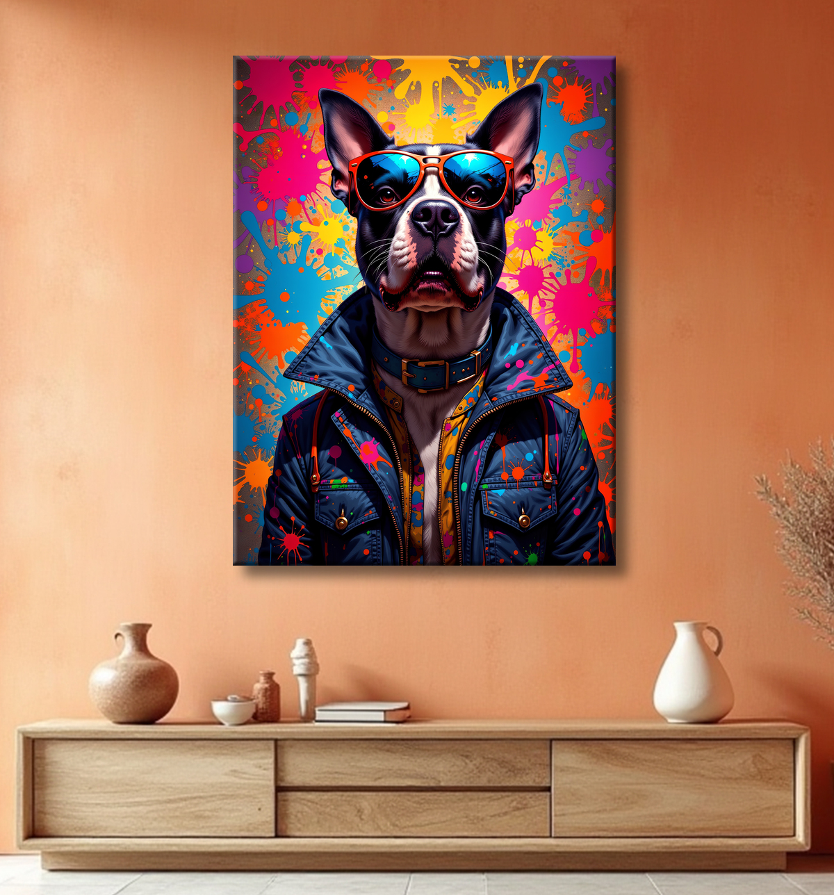 Tableau chien graffiti - Art mural urbain coloré et fun avec decor