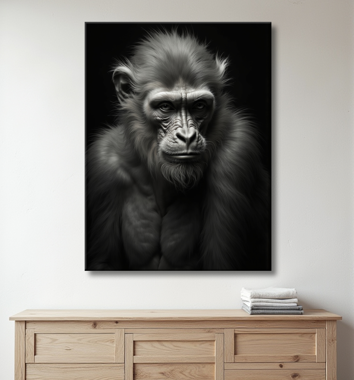 Tableau singe - Portrait chimpanzé studio avec decor