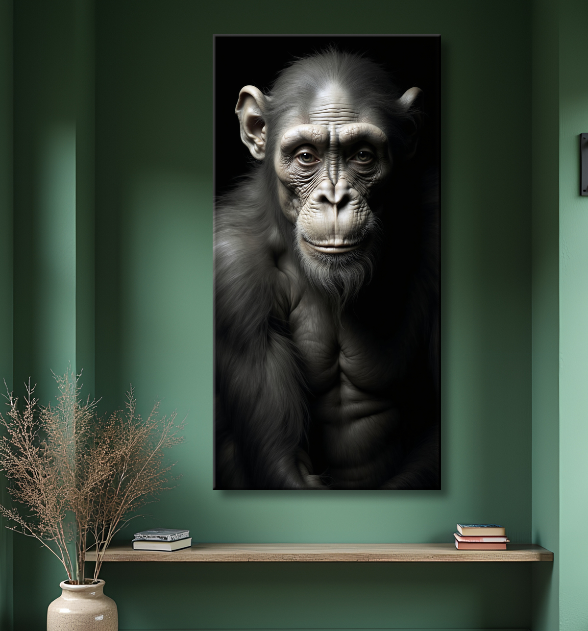 Tableau singe - Portrait chimpanzé studio avec decor