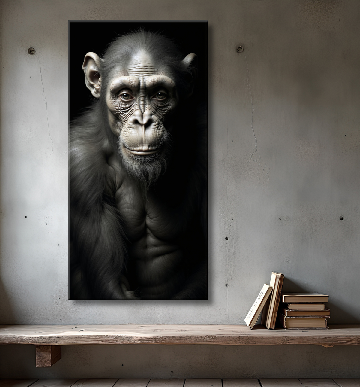 Tableau singe - Portrait chimpanzé studio avec decor