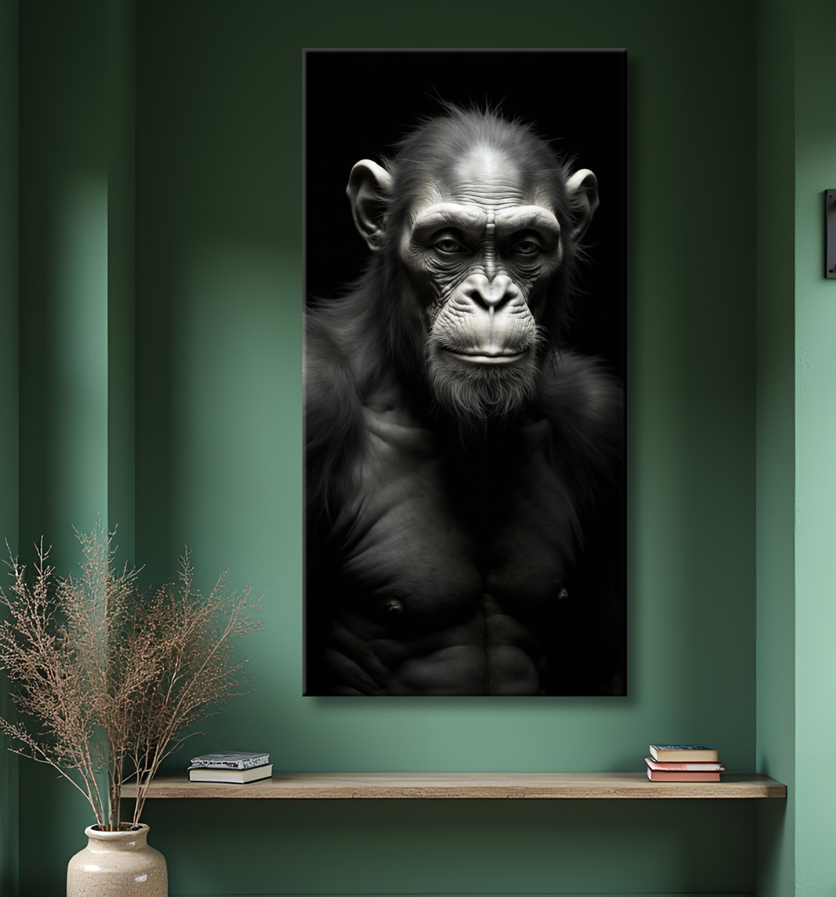 Tableau singe - Portrait chimpanzé studio avec decor