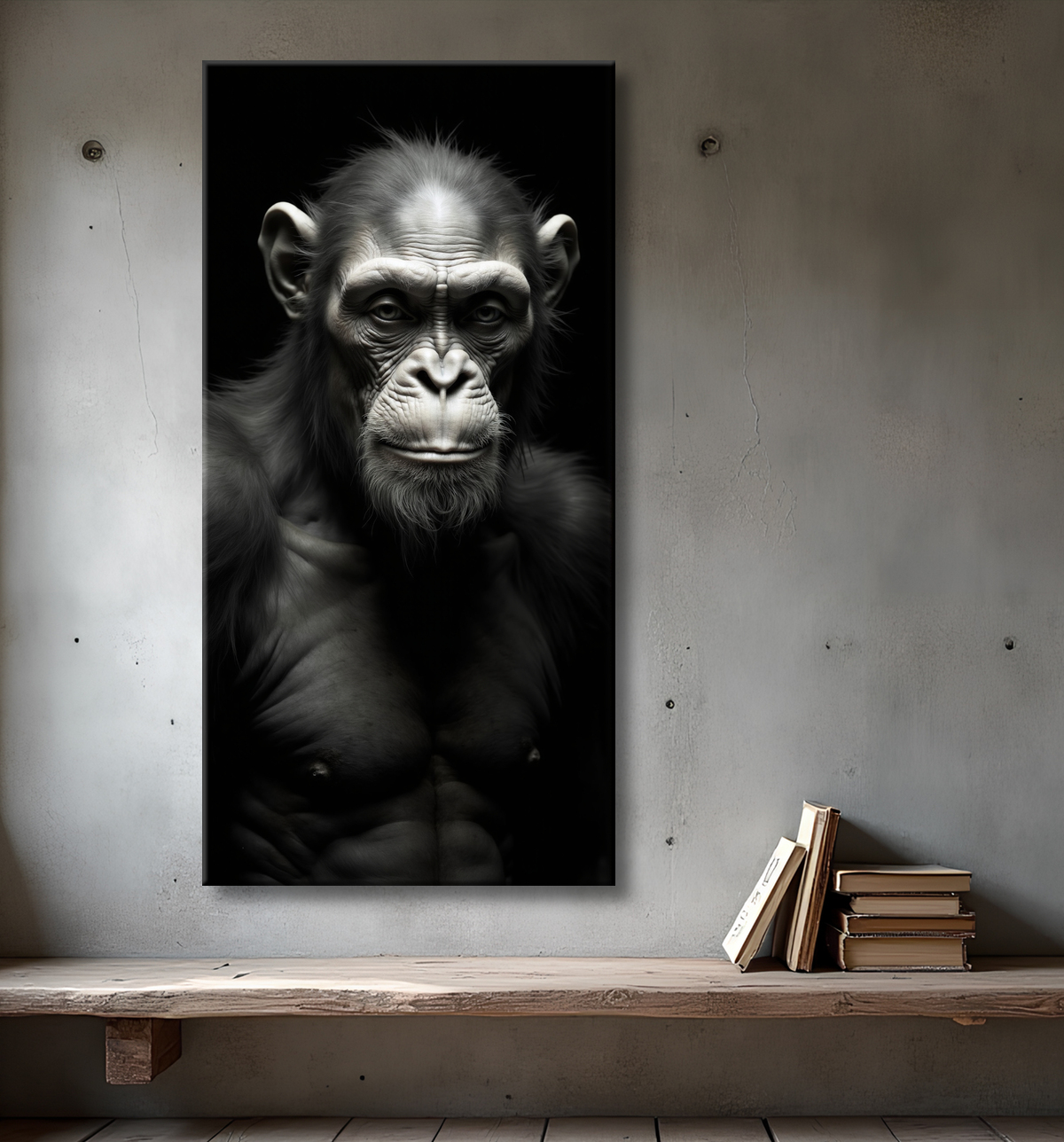 Tableau singe - Portrait chimpanzé studio avec decor