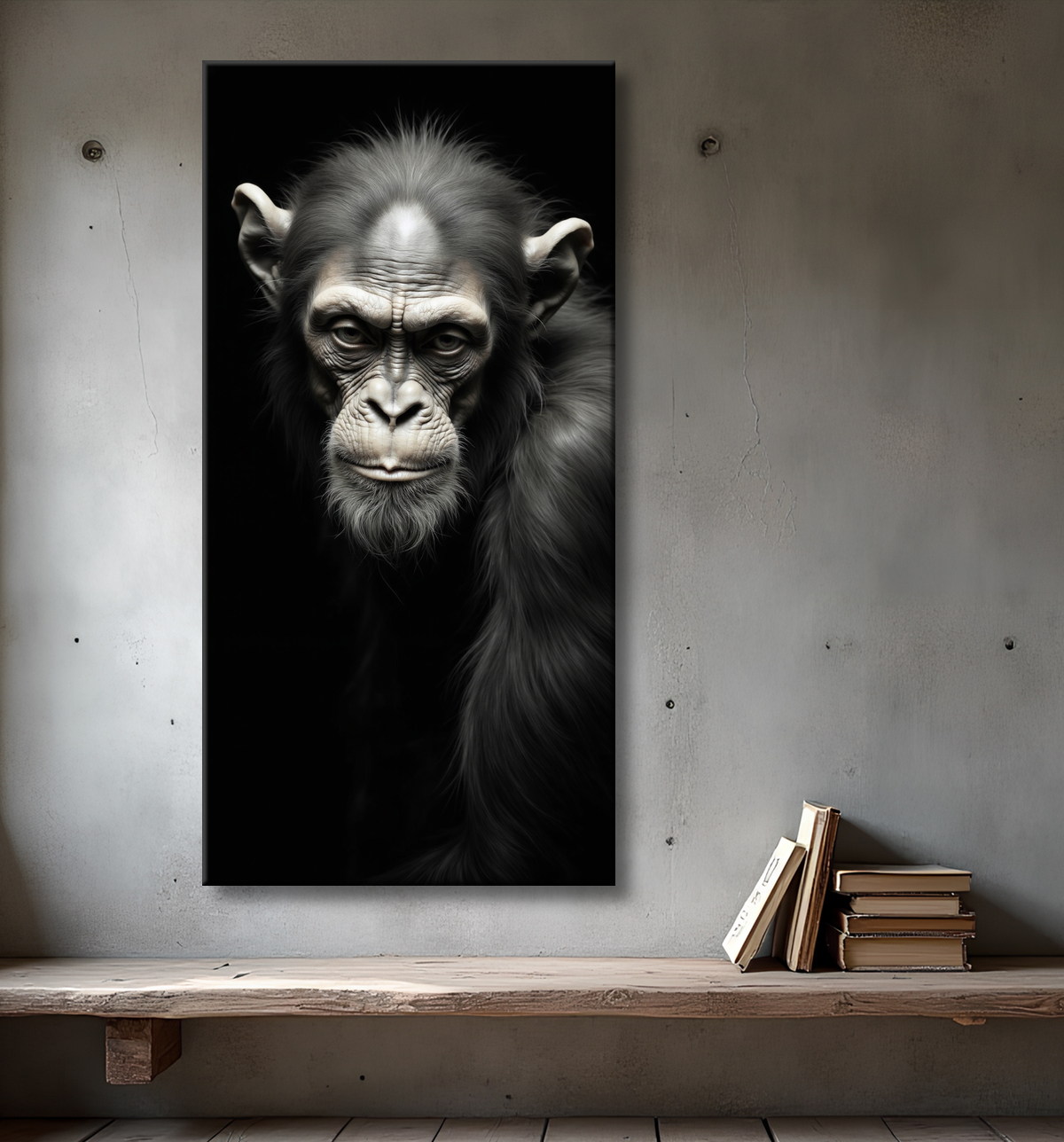Tableau singe - Portrait chimpanzé studio avec decor