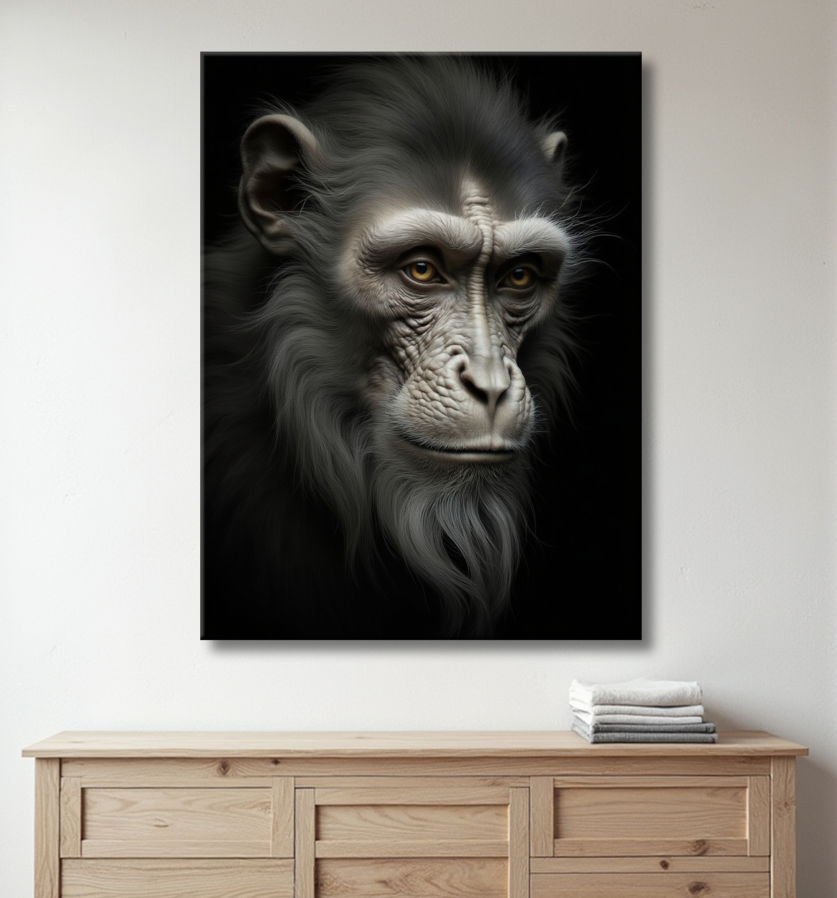 Tableau singe - Portrait chimpanzé studio avec decor