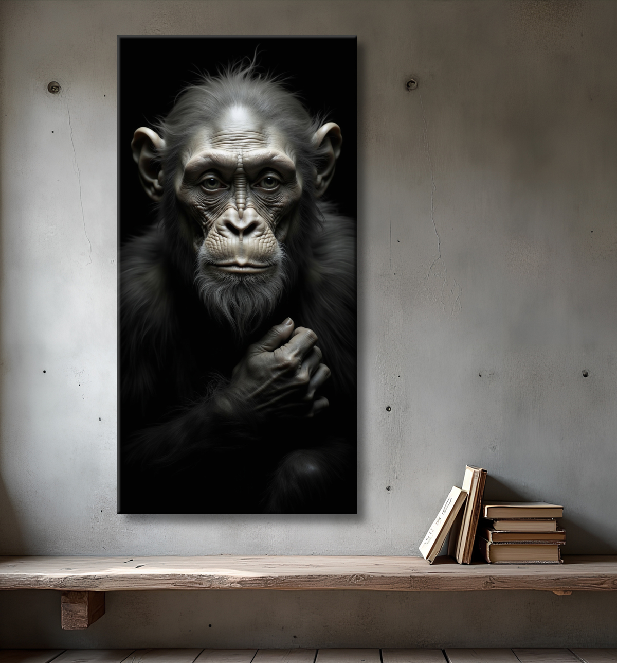 Tableau singe - Portrait chimpanzé studio avec decor