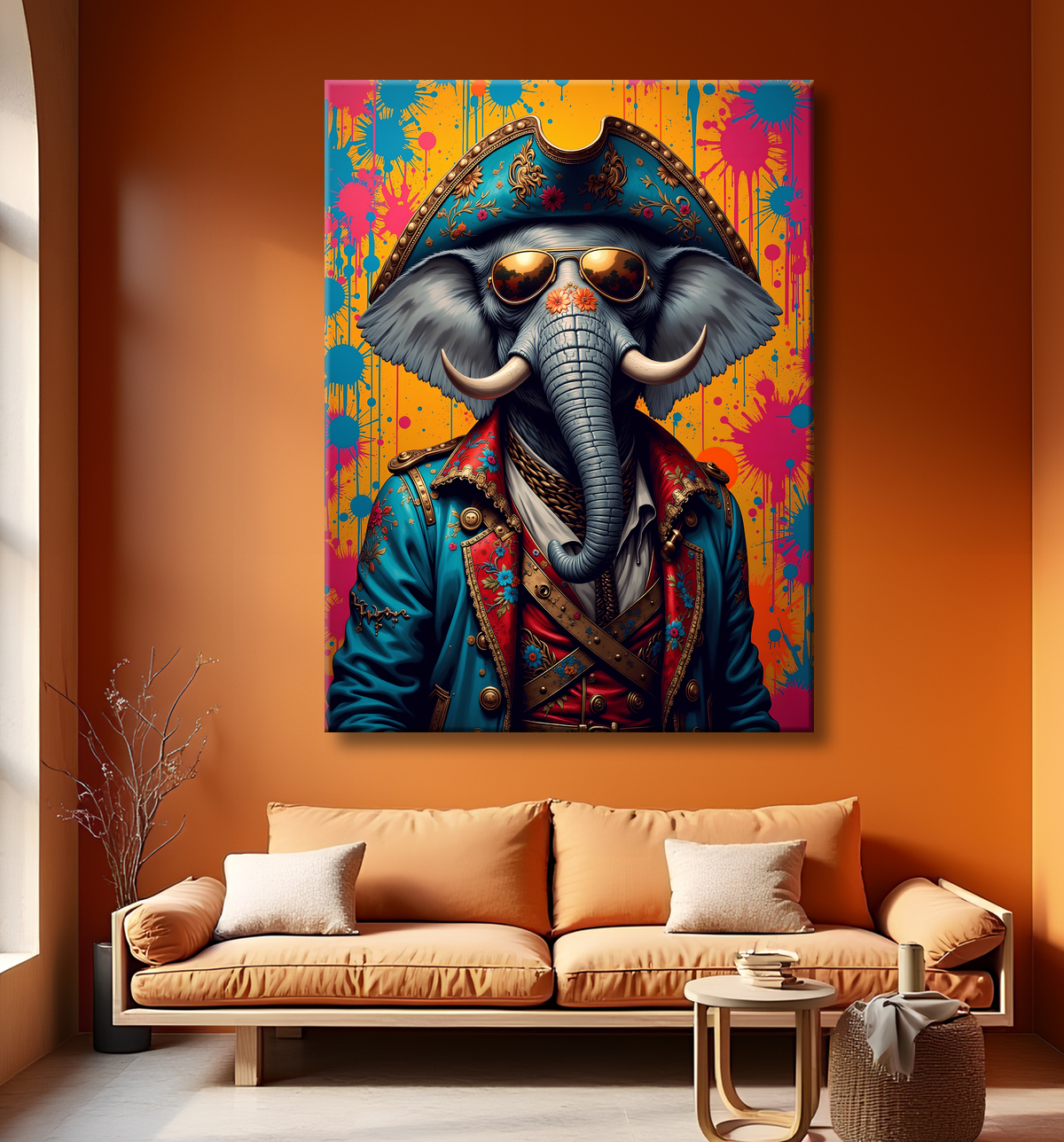 Tableau éléphant graffiti - Art mural XXL et coloré avec decor