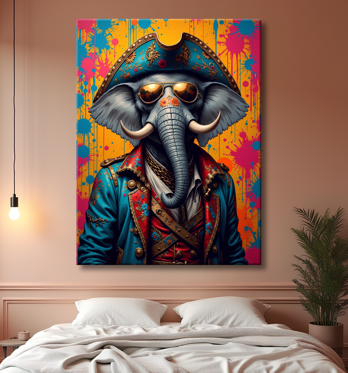Tableau éléphant graffiti - Art mural XXL et coloré avec decor