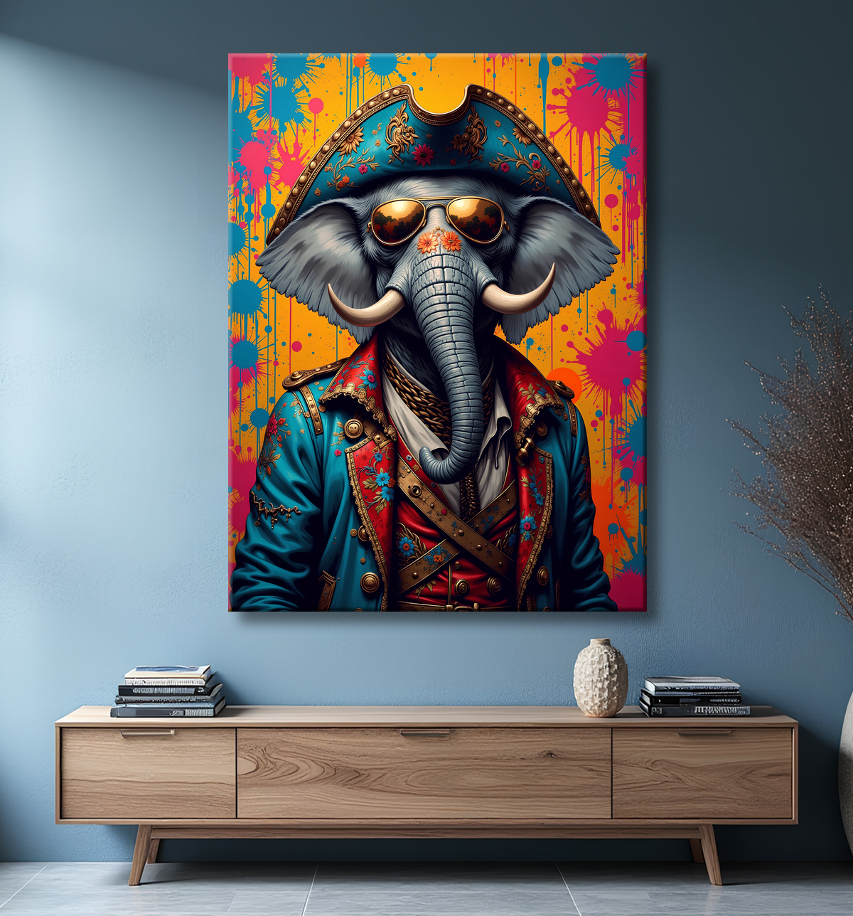 Tableau éléphant graffiti - Art mural XXL et coloré avec decor