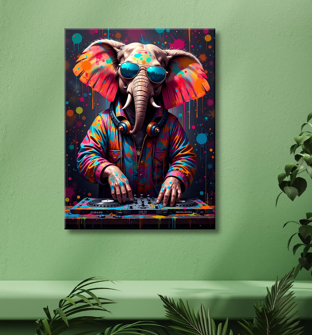 Tableau éléphant graffiti - Art mural XXL et coloré avec decor