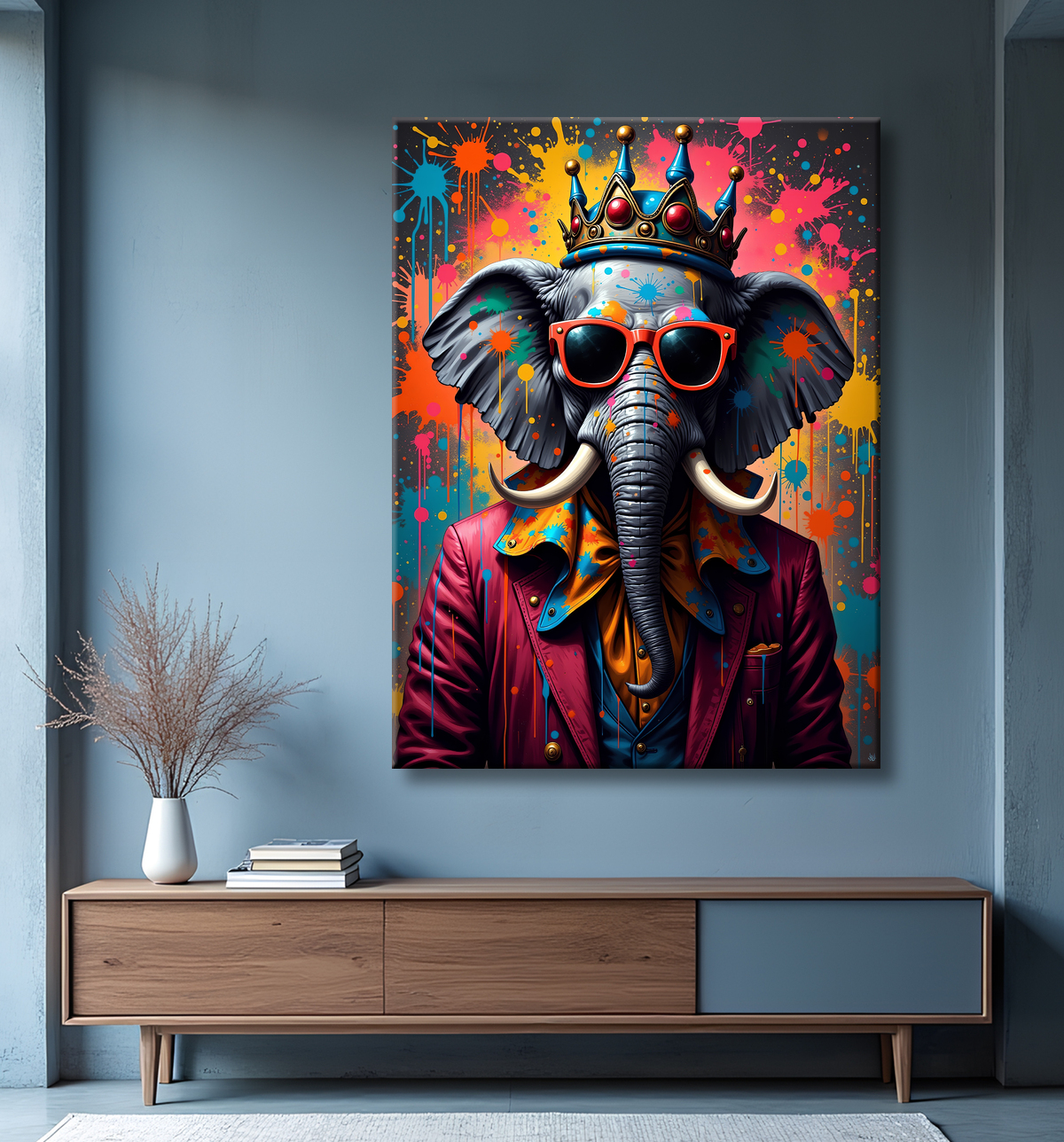 Tableau éléphant graffiti - Art mural XXL et coloré avec decor