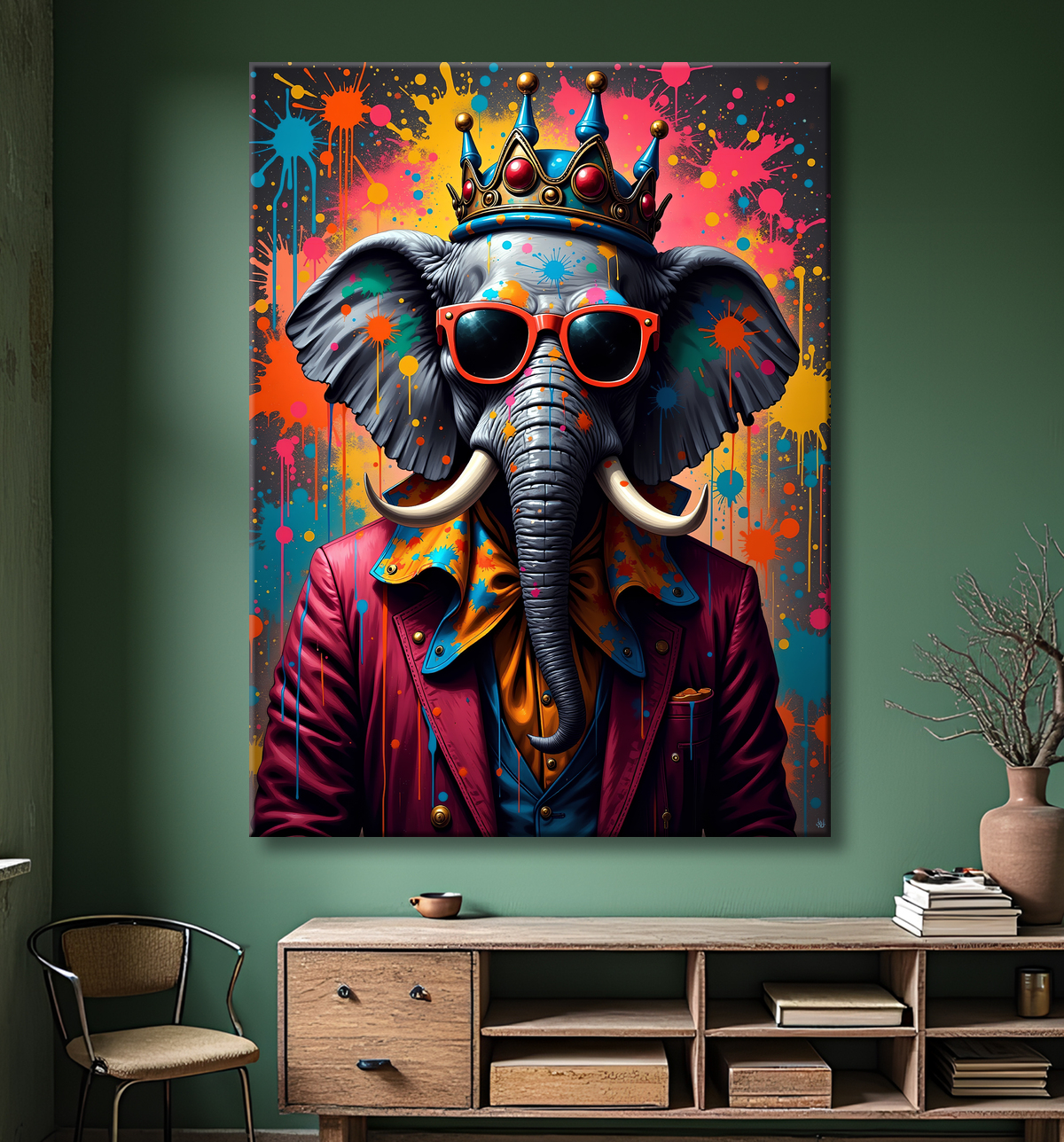 Tableau éléphant graffiti - Art mural XXL et coloré avec decor