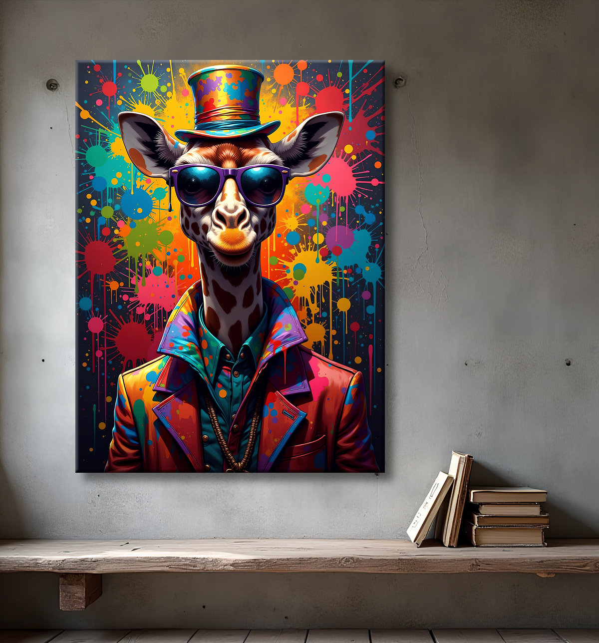 Tableau girafe graffiti - Décoration urbaine haute en couleurs avec decor