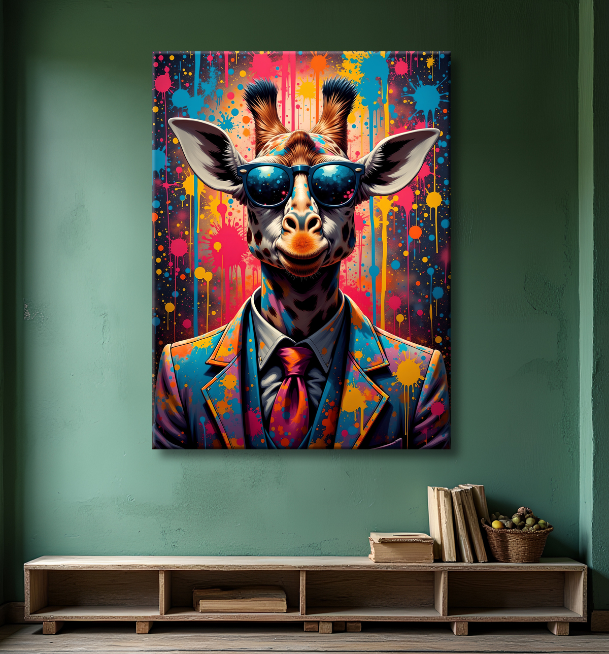 Tableau girafe graffiti - Décoration urbaine haute en couleurs avec decor