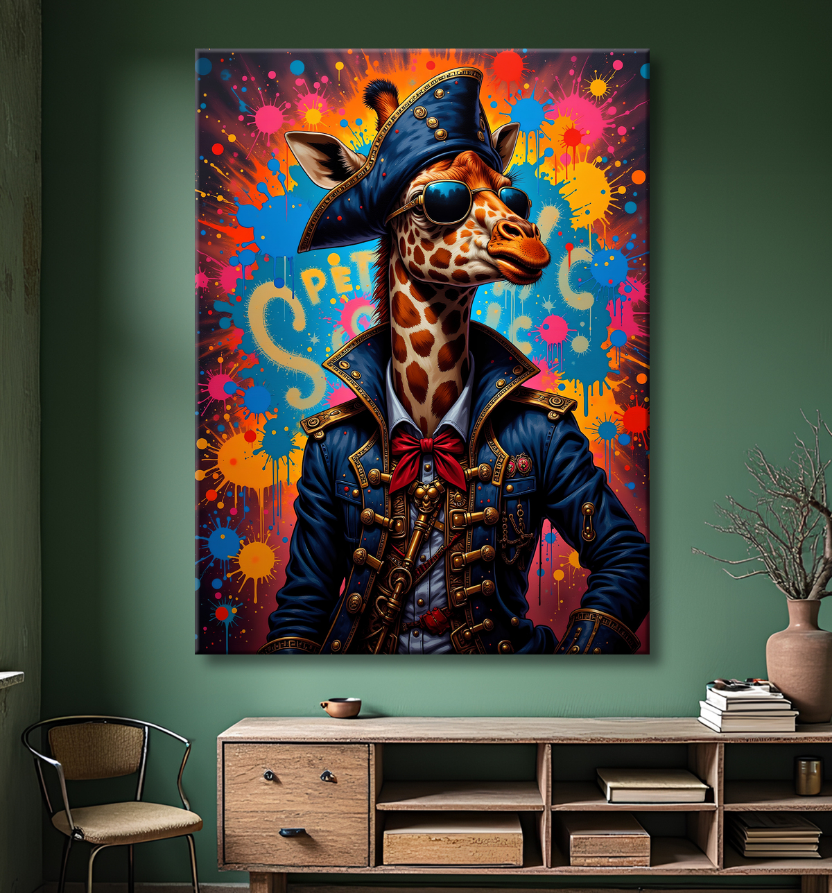 Tableau girafe graffiti - Décoration urbaine haute en couleurs avec decor