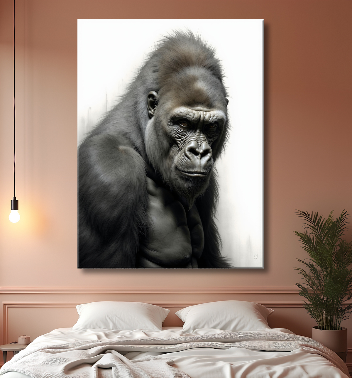 Tableau portrait gorille - Photo d'art sobre et élégante avec decor