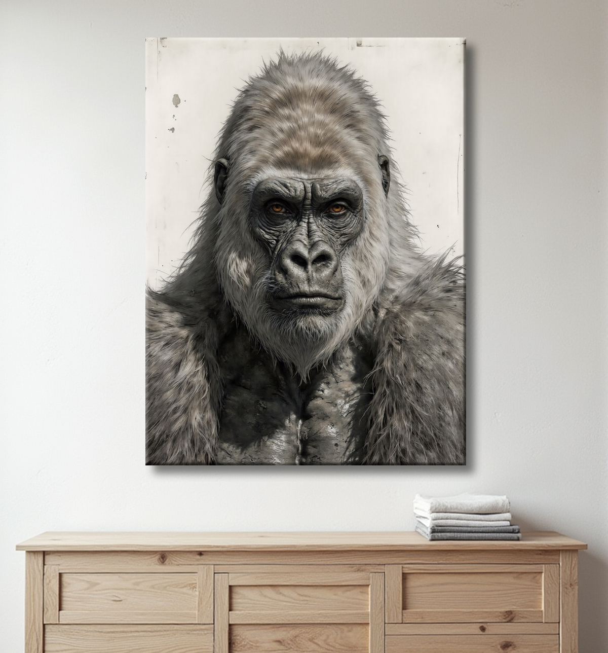Tableau portrait gorille - Photo d'art sobre et élégante avec decor