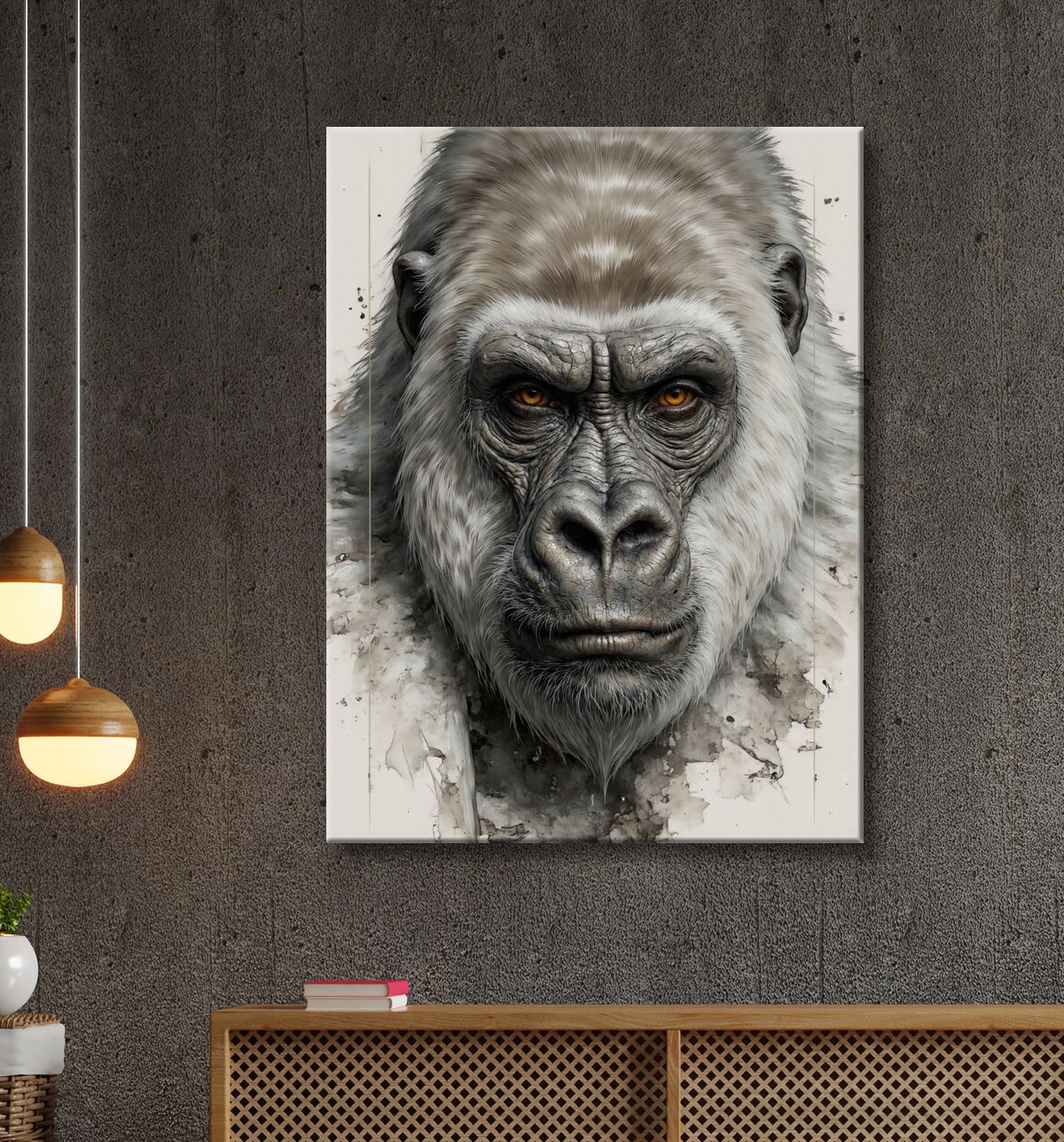 Tableau portrait gorille - Photo d'art sobre et élégante avec decor