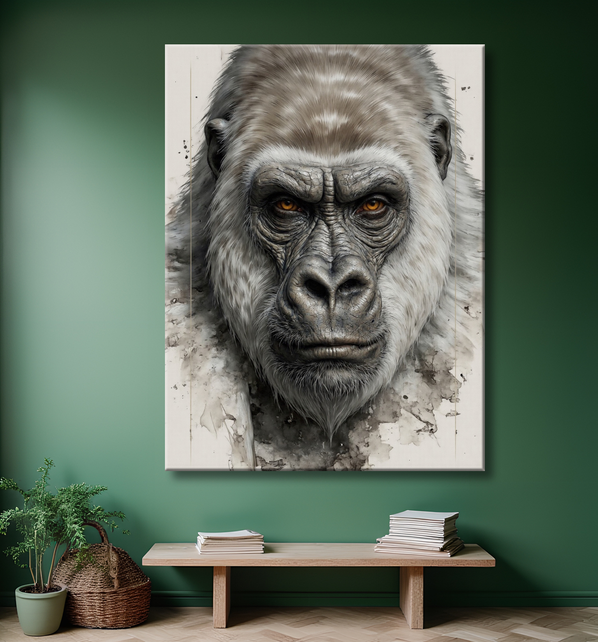 Tableau portrait gorille - Photo d'art sobre et élégante avec decor