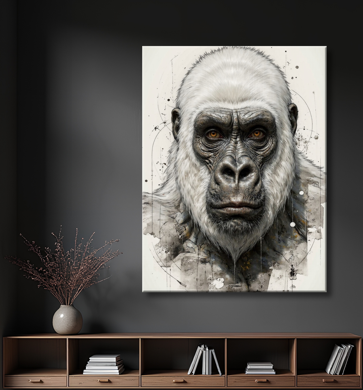 Tableau portrait gorille - Photo d'art sobre et élégante avec decor