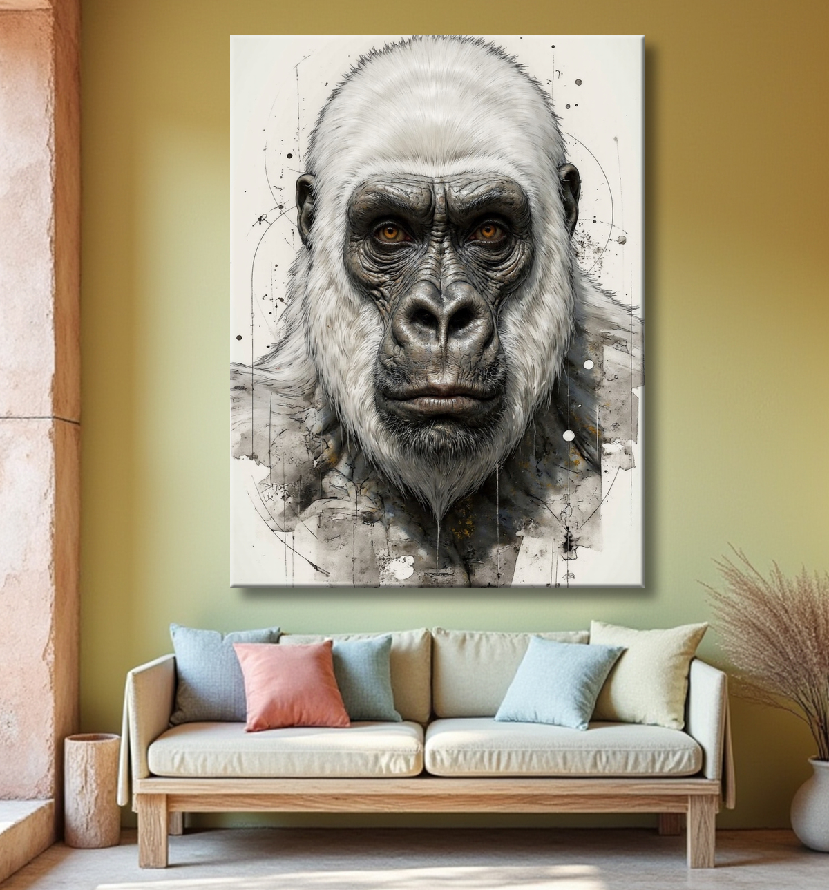 Tableau portrait gorille - Photo d'art sobre et élégante avec decor