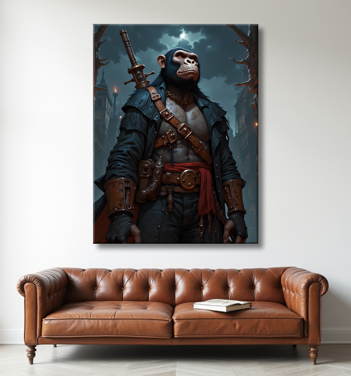Tableau gorille pirate - Art animalier corsaire réaliste et expressif avec decor