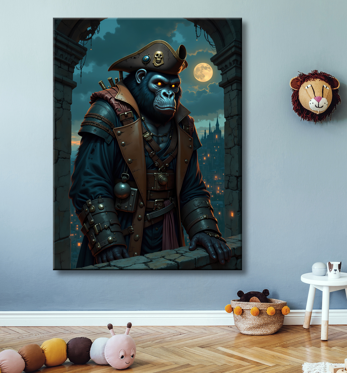 Tableau gorille pirate - Art animalier corsaire réaliste et expressif avec decor