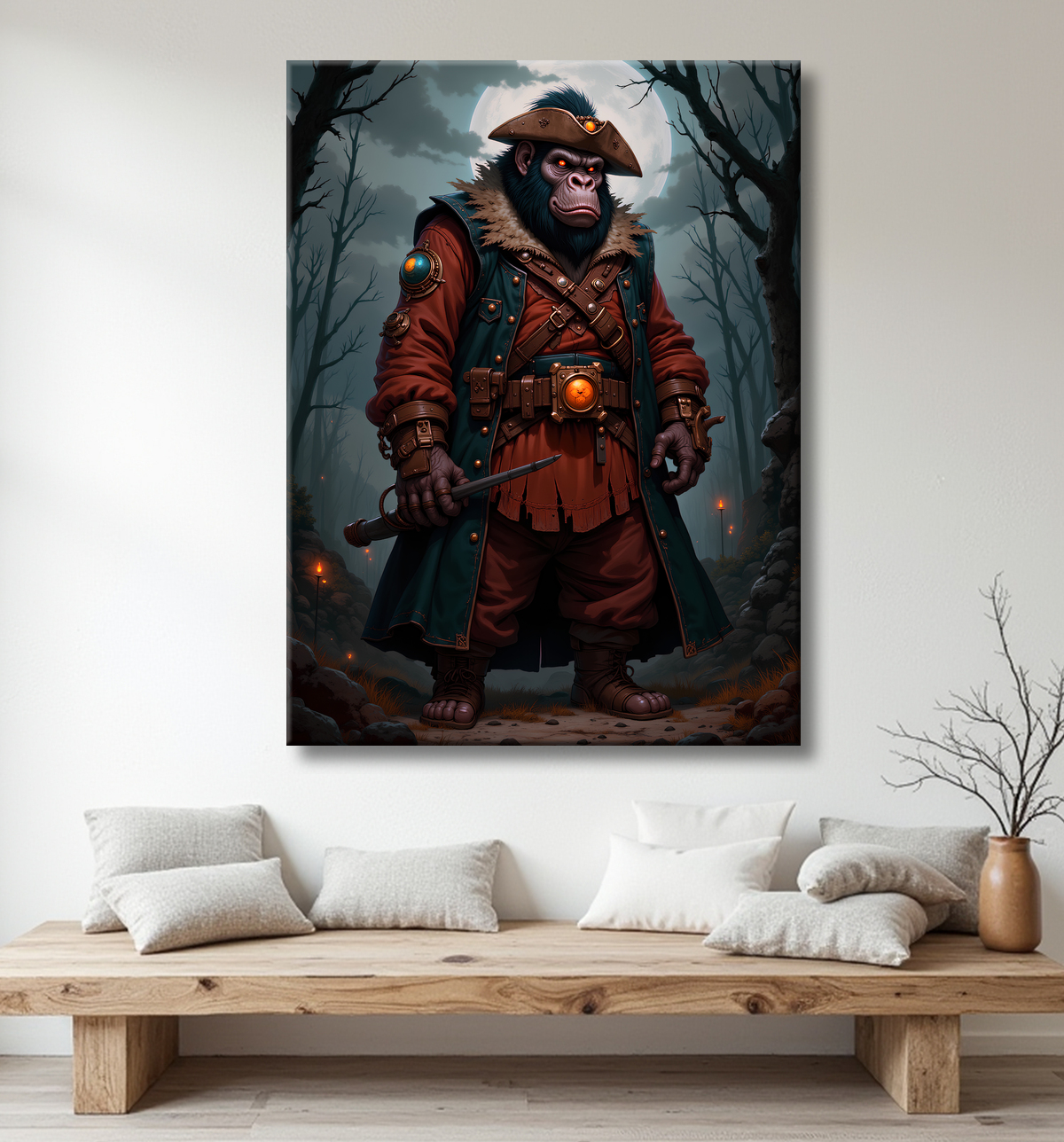 Tableau gorille pirate - Art animalier corsaire réaliste et expressif avec decor