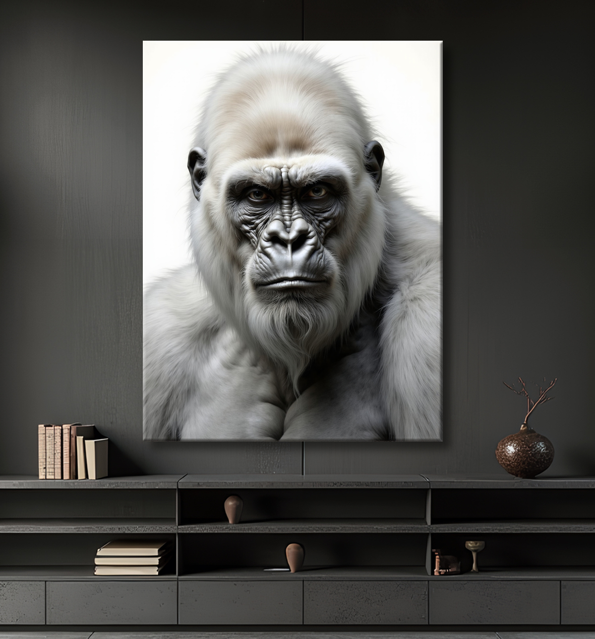 Tableau portrait gorille - Photo d'art sobre et élégante avec decor