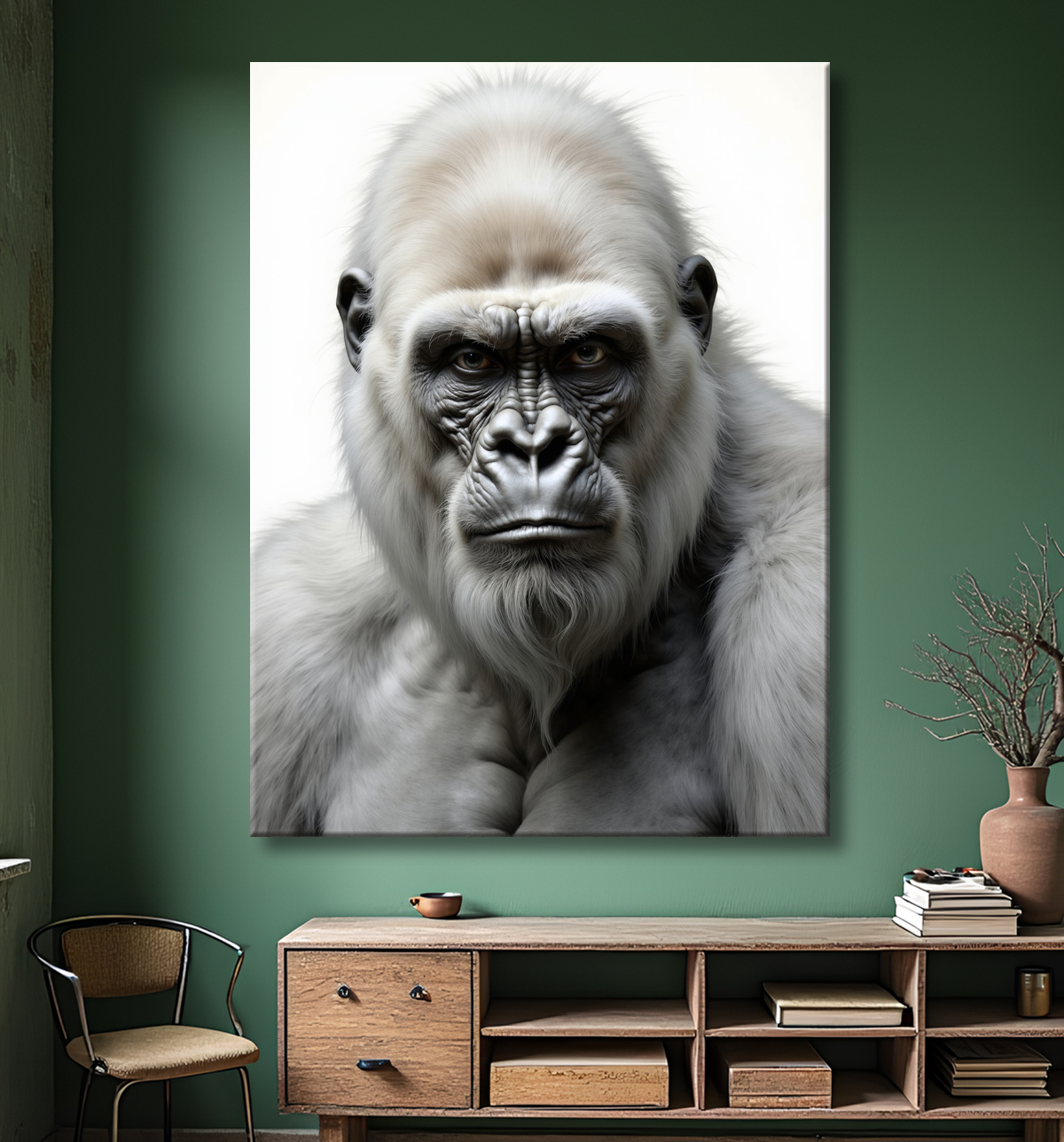 Tableau portrait gorille - Photo d'art sobre et élégante avec decor