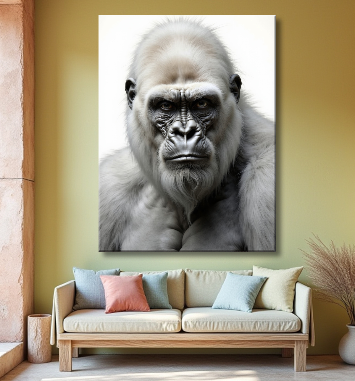 Tableau portrait gorille - Photo d'art sobre et élégante avec decor