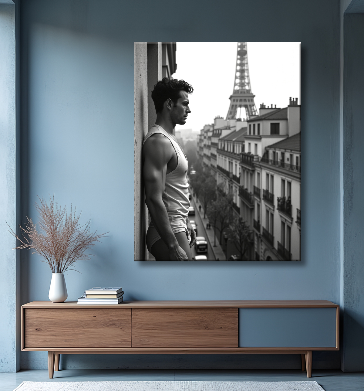 Tableaux noir et blanc masculin Paris intime avec decor