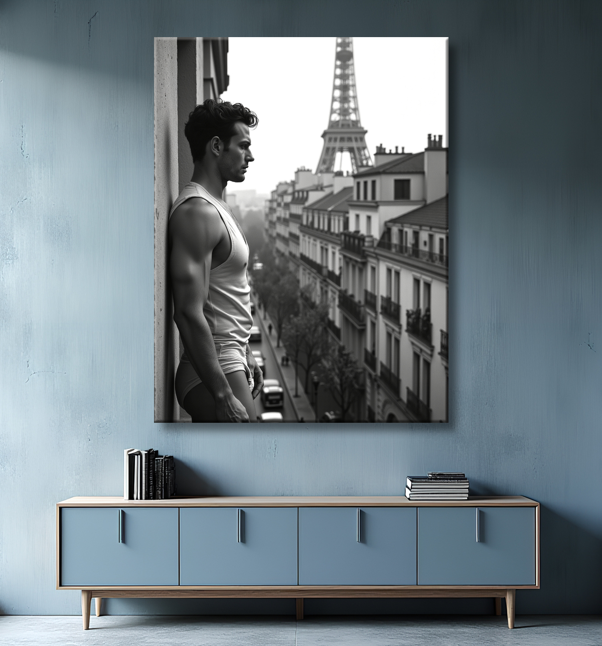 Tableaux noir et blanc masculin Paris intime avec decor