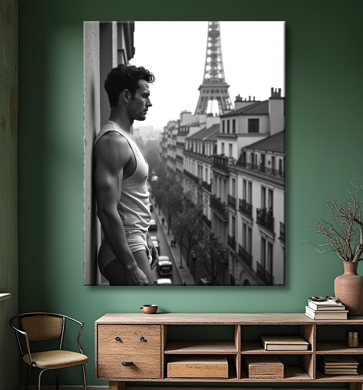 Tableaux noir et blanc masculin Paris intime avec decor
